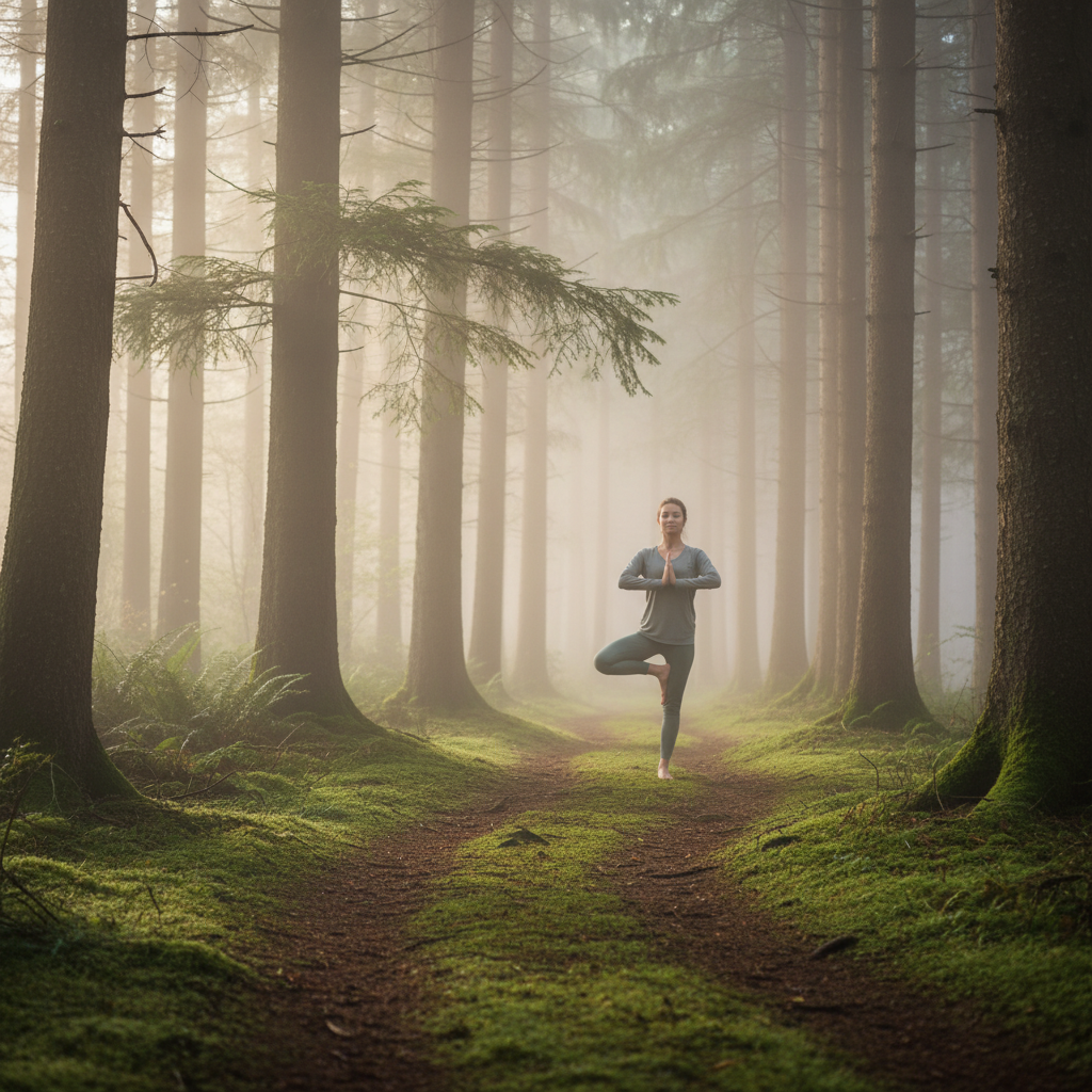 Bosque neblinoso que transmite paz y tranquilidad